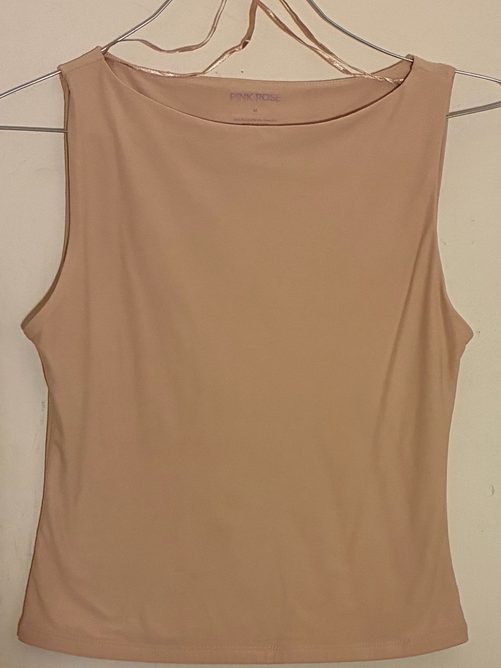 PINK ROSE Sleeveless Crewneck Tank in Nude Beige